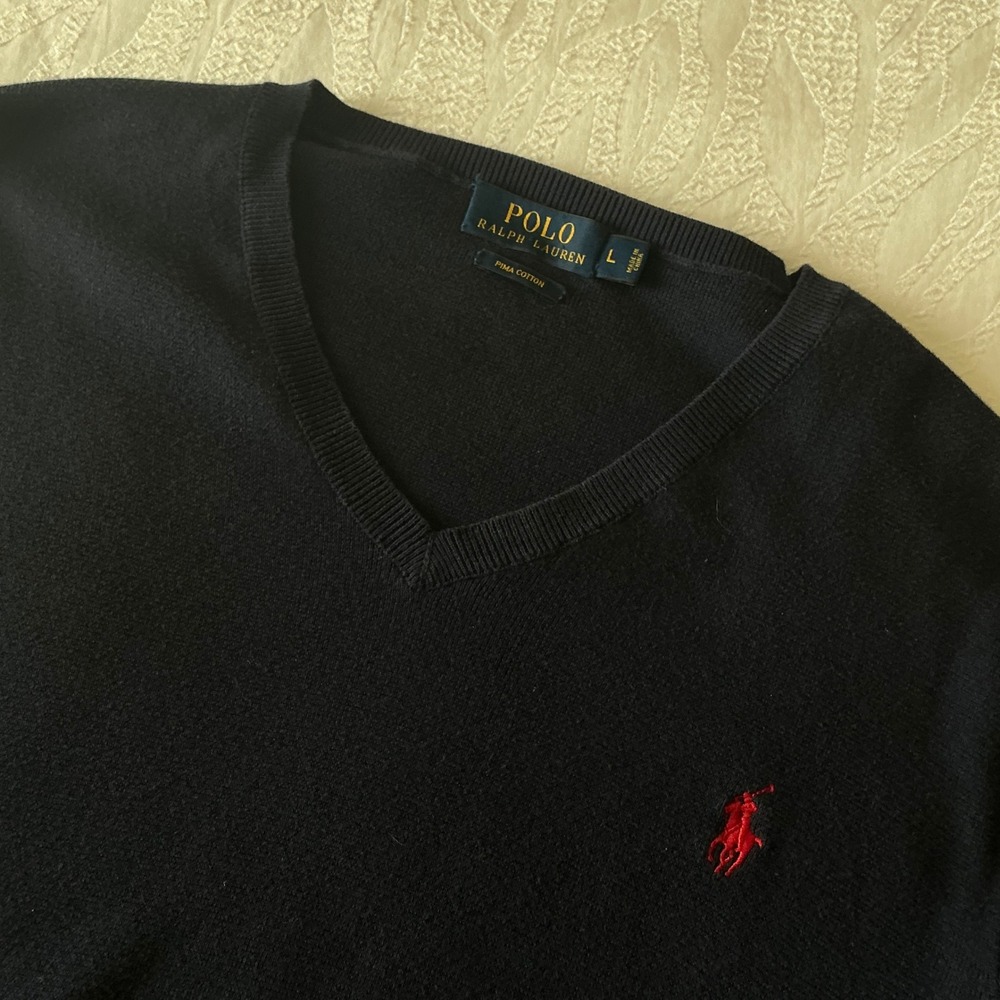 Polo Ralph Lauren Pima Cotton V-Neck Sweater Classic Fit Soft Knit‎ Large